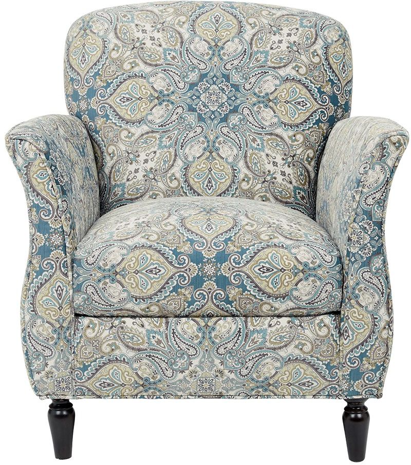 blue and brown accent chair