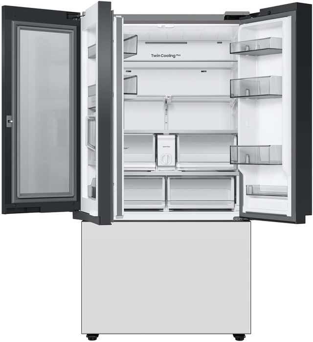 Samsung Bespoke 24 Cu. Ft. White Glass Counter Depth 3-Door French Door Refrigerator with Beverage Center™ 4