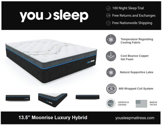 YouSleep 13.5” Moonrise Luxury Copper Latex Hybrid Queen Mattress 12