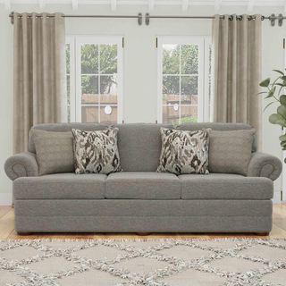 England Furniture Knox Handwoven Linen Sofa with Tribecca Graphite & Spiffy Paver Pillows
