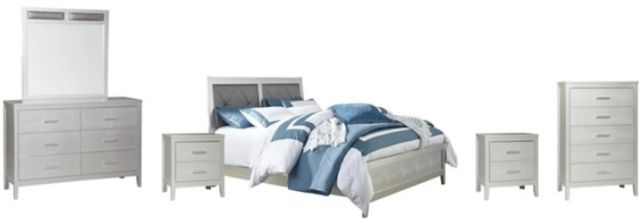 Signature Design by Ashley® Olivet 6-Piece Silver King Panel Bed Set
