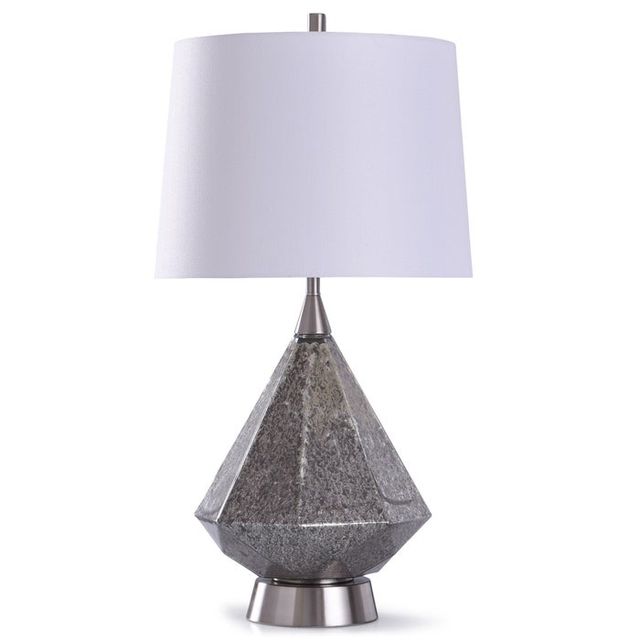 StyleCraft Rochford Silver Diamond Shape Glass Table Lamp 