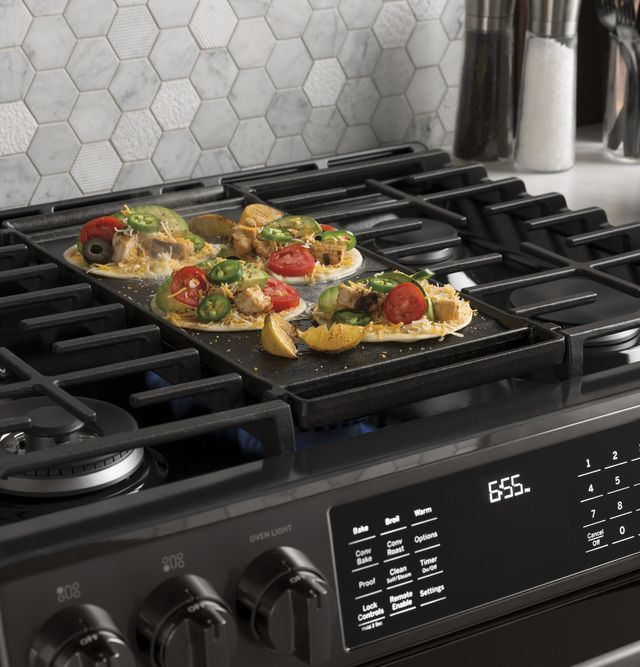 GE Profile™ 30" Black Stainless Steel Slide-In Front Control Gas Range 7
