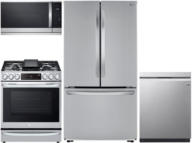 LG 4-piece Counter Depth French Door Refrigerator Kitchen Package (G)