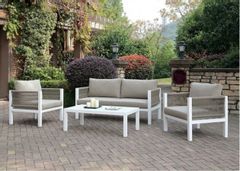 Furniture of America® Mazie 3 Piece White and Light Taupe Patio Set