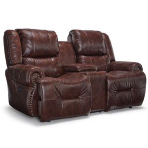 Best® Home Furnishings Genet Burgundy Power Reclining Space Saver® Loveseat with Console and  Tilt Headrest