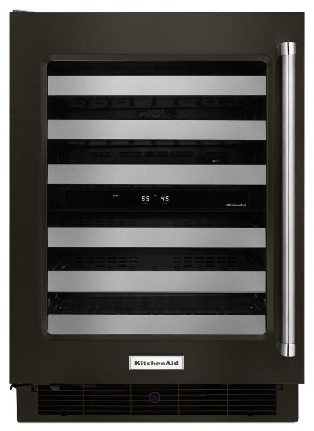 CLOSEOUT KitchenAid® 24" Black Stainless Steel Wine Cooler-0