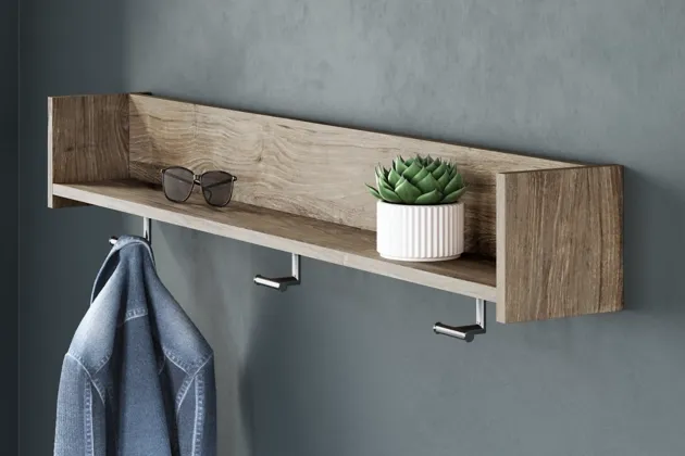 Signature Design by Ashley® Oliah Natural Wall Mounted Coat Rack with Shelf 1