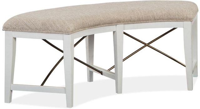 Magnussen Home® Heron Cove Chalk White Upholstered Curved Bench 1