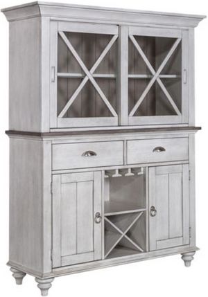 Liberty Ocean Isle Antique White/Weathered Pine Hutch and Buffet