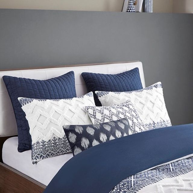 Olliix by INK+IVY Navy Camila Quilted Euro Sham-2
