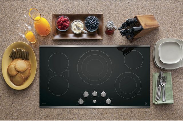 GE Profile™ 36" Black with Stainless Steel Electric Cooktop 5