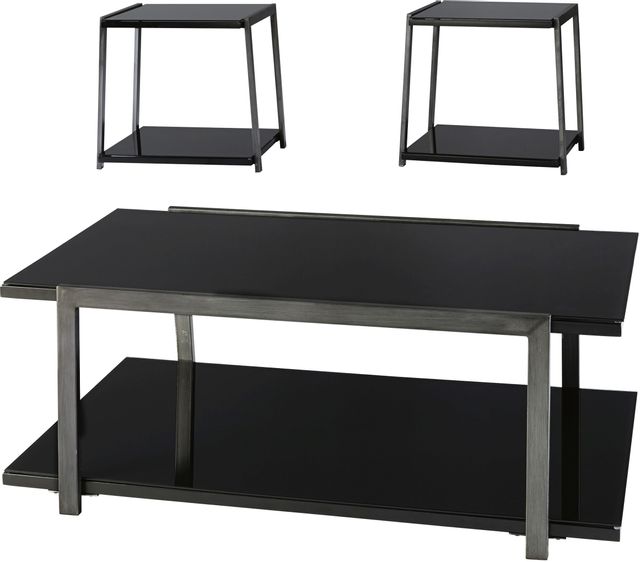 Signature Design by Ashley® Rollynx 3 Piece Black Occasional Table Set 0