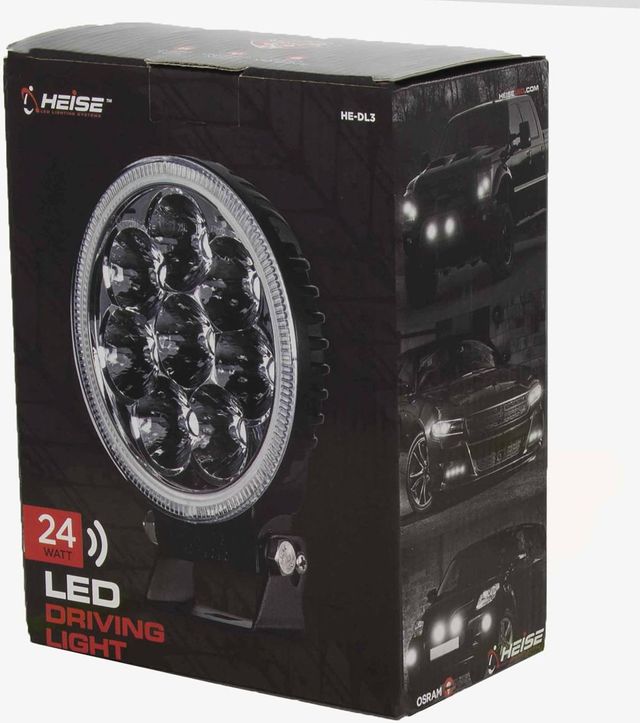 Heise® 5" Black 8 LED Round Driving Light 2