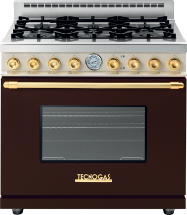 Tecnogas Superiore Deco Series Classic 36" Brown Dual Gold Free Standing Gas Range 0