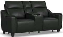 Flexsteel® Walter Coal Power Reclining Loveseat with Console and Power Headrests