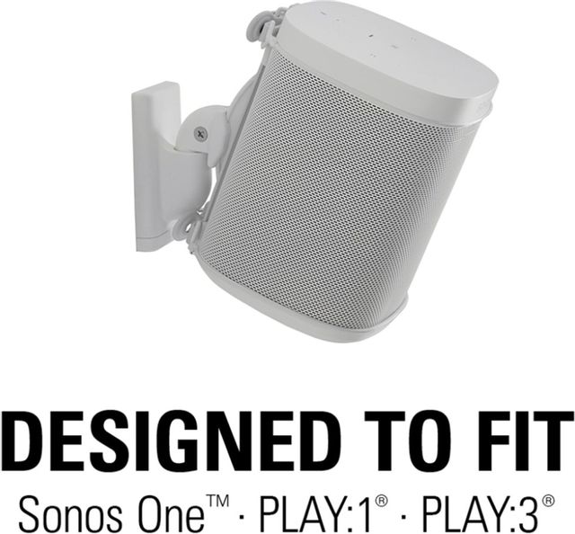Sanus WSWM21-W1 Wireless Speaker Wall Mount for Sonos ONE, Play:1, Play:3 Single White 2