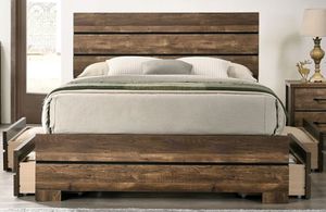 Furniture of America® Duckworth Light Walnut Queen Storage Panel Bed