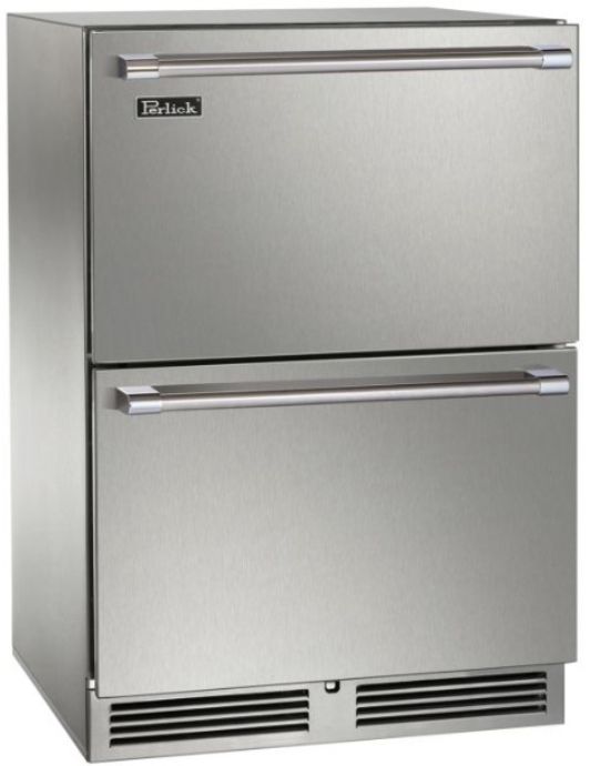 Perlick® Marine Signature Series Stainless Steel 24" Dual Zone Refrigerator and Freezer with Panel Ready Drawers