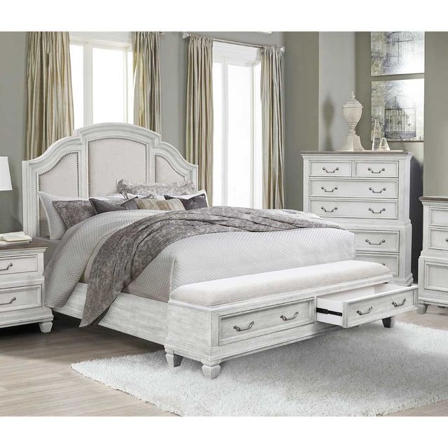Avalon Furniture Nantucket Queen Upholstered Storage Bed, Dresser, Mirror & Nightstand-1