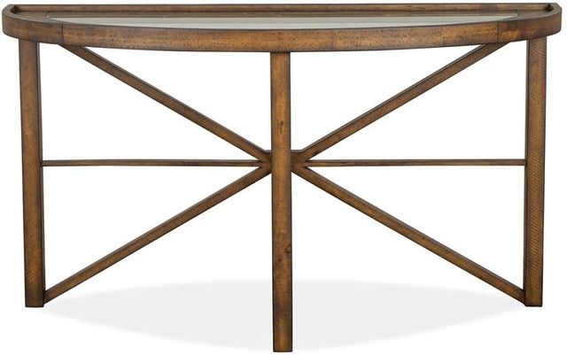 Magnussen Home® Kirkpatrick Weathered Walnut Demilune Sofa Table 1
