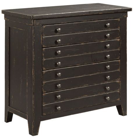 Kincaid® Mill House Anvil Black Map Bedside Chest-0