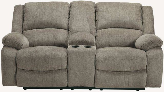 Signature Design by Ashley® Draycoll Pewter Double Reclining Loveseat With Console