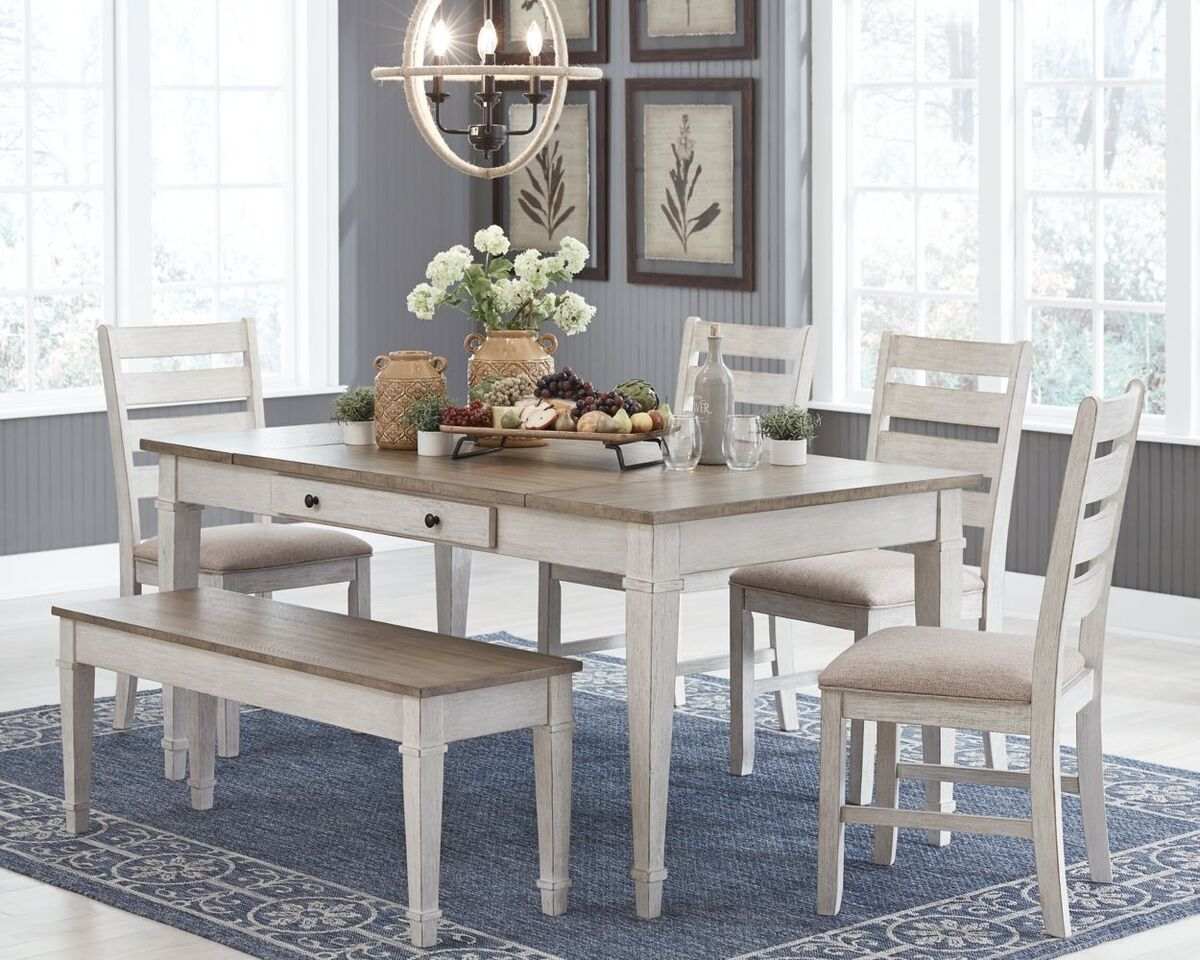 Signature Design by Ashley® Skempton 6-Piece White/Light Brown Dining ...