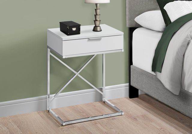 Monarch Specialties Inc. Glossy White 24" Chrome Metal Accent Table 6