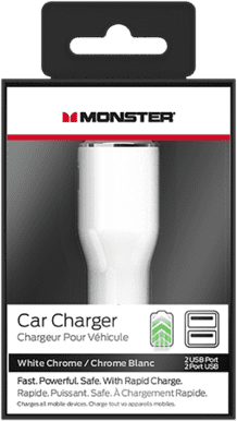Monster® Mobile® iCarCharger Max 2-White/Chrome 1