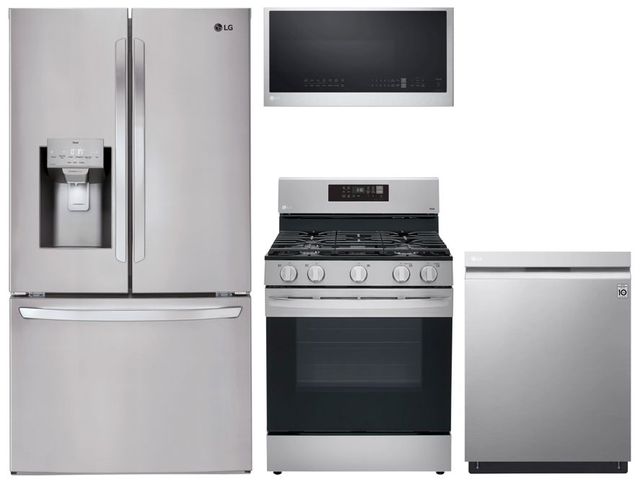 LG 4-Piece French Door Refrigerator and Gas Range Kitchen Package