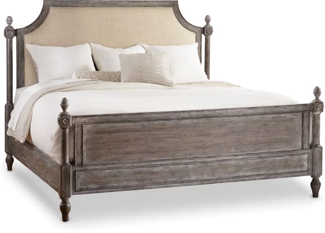 Hooker® Furniture True Vintage Beige King Fabric Upholstered Poster Bed-0