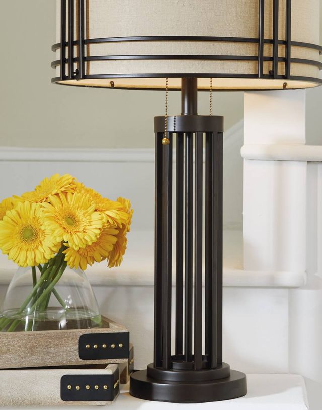 Signature Design by Ashley® Hanswell Dark Brown Metal Table Lamp 1