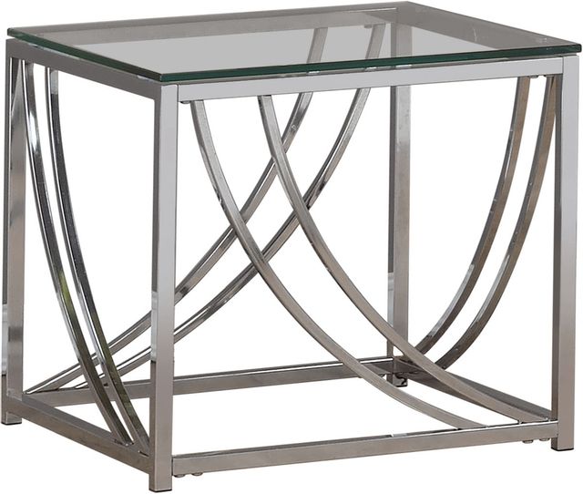 Coaster® Chrome Glass Top Square End Table Accents-0