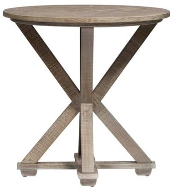Liberty Parkland Falls Weathered Taupe Round End Table-1