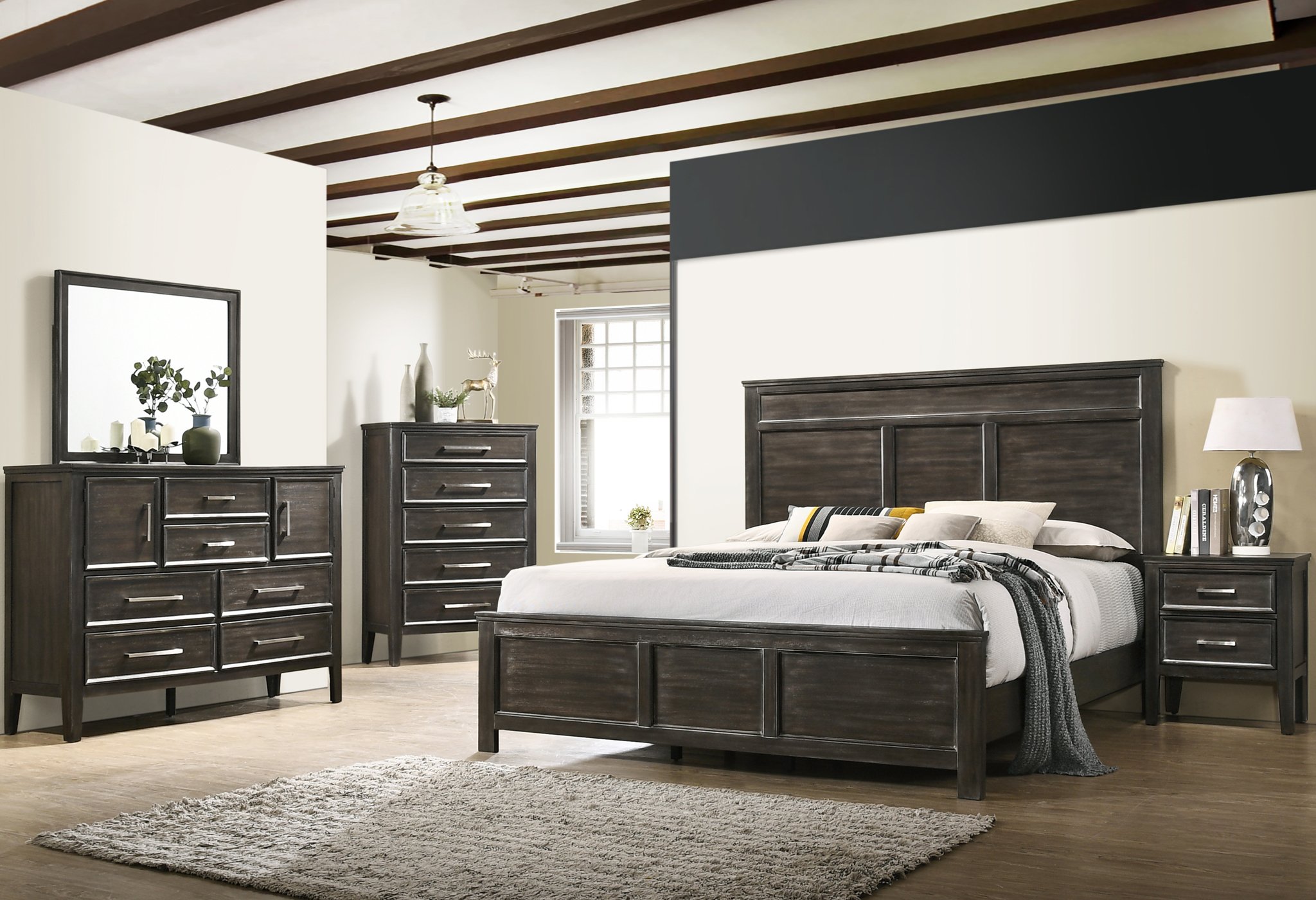 New Classic® Furniture Andover 3 Piece Nutmeg Eastern King Panel Bedroom Set