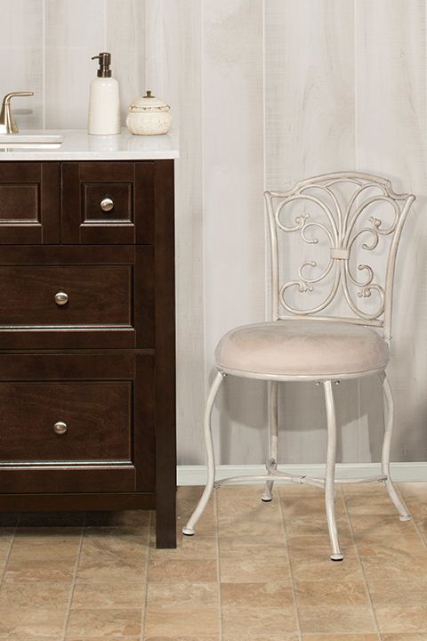Hillsdale Furniture Sparta White Vanity Stool 6