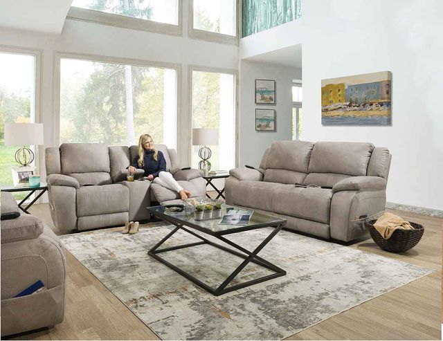 HomeStretch Nickel Power Reclining Loveseat with Console-1