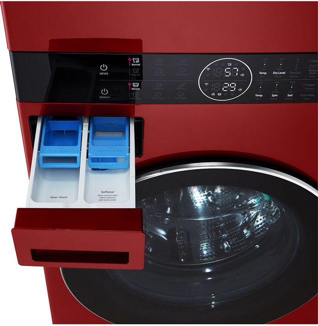 LG 4.5 Cu. Ft. Washer, 7.4 Cu. Ft. Dryer Candy Apple Red Stack Laundry 5