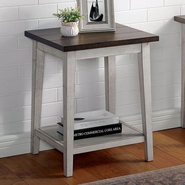 Furniture of America® Banjar Antique White and Antique Walnut Side Table