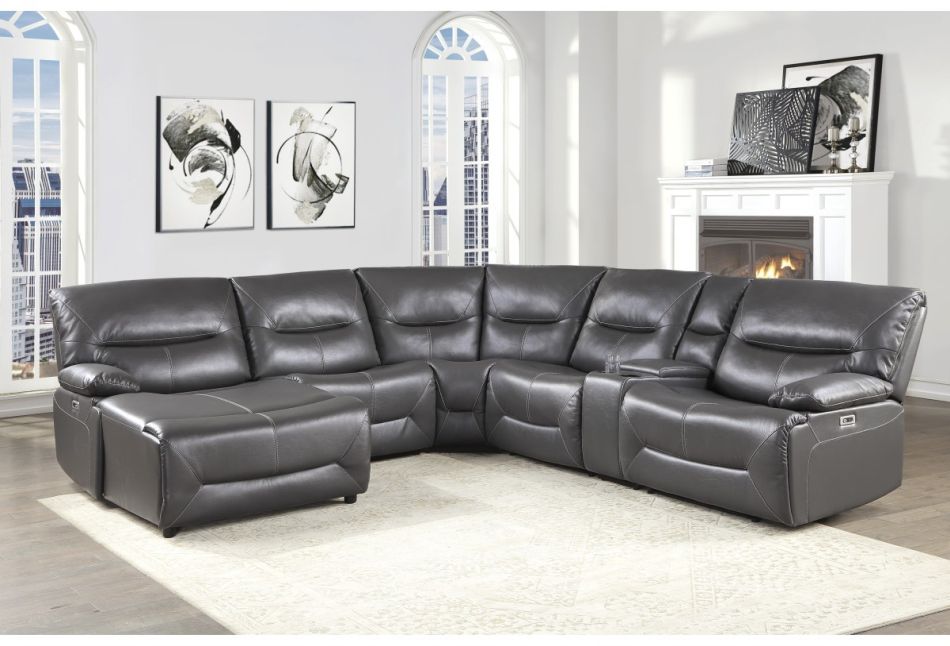 Homelegance® Dyersburg 6-Piece Gray Power Reclining Sectional with Left ...