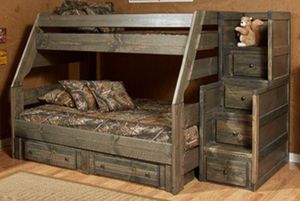 Trendwood Bayview High Sierra Rustic Gray Youth Full Bunk Bed with Stairway Chest and Underdresser