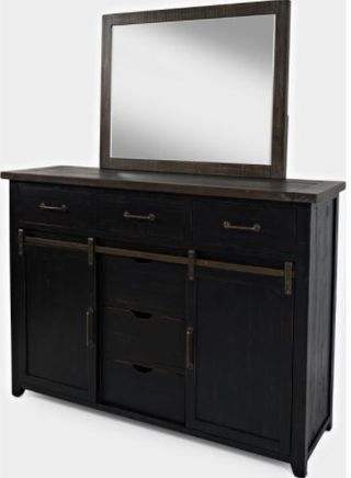 Jofran Inc. Madison County Vintage Black Dresser and Mirror Set
