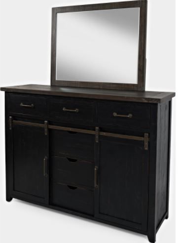 Jofran Inc. Madison County Vintage Black Dresser and Mirror Set-0