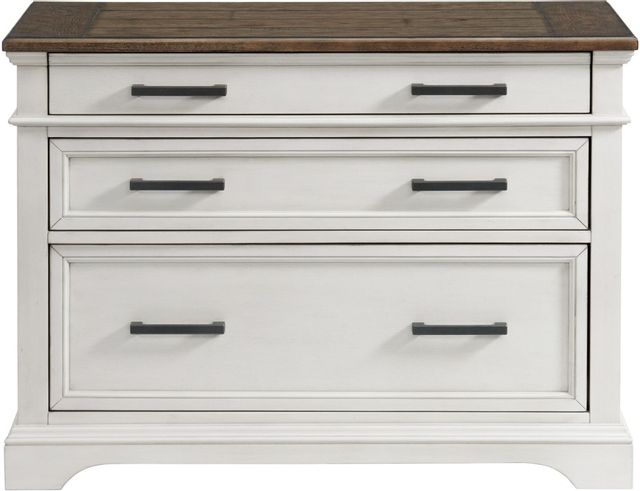 Intercon Drake Two-Toned Rustic White and French Oak Lateral File Cabinet