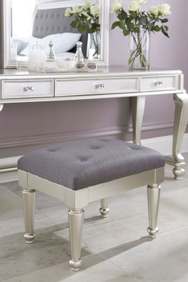 Signature Design by Ashley® Coralayne Silver Upholstered Stool 1