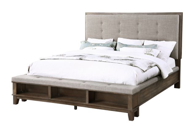 New Classic Furniture Cagney Grey Queen Platform Bed, Dresser, Mirror & Nightstand-1