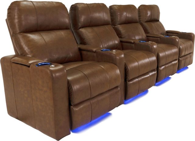 RowOne Prestige Home Entertainment Seating Brown 4-Chair Straight Row 2