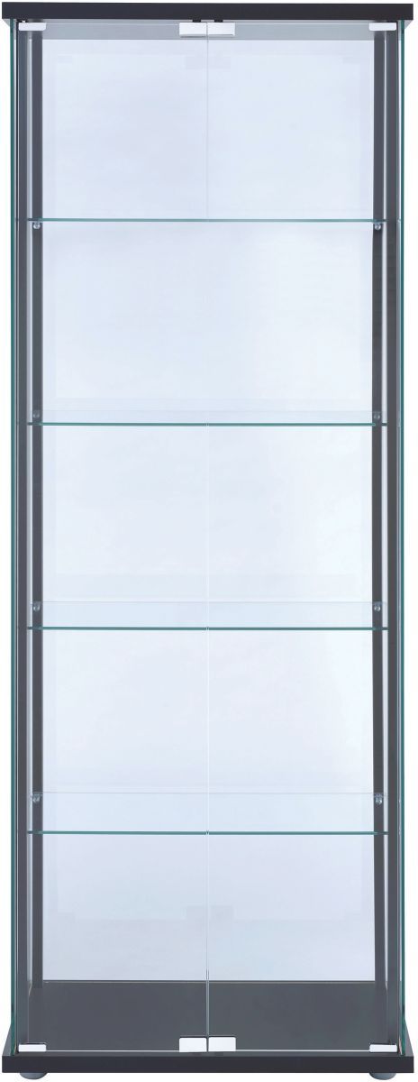 Coaster® Black/Clear 5-Shelf Glass Curio Cabinet-1