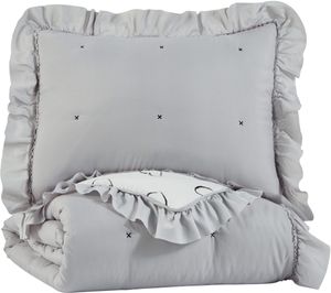 Signature Design by Ashley® Hartlen Gray/White Twin Comforter Set